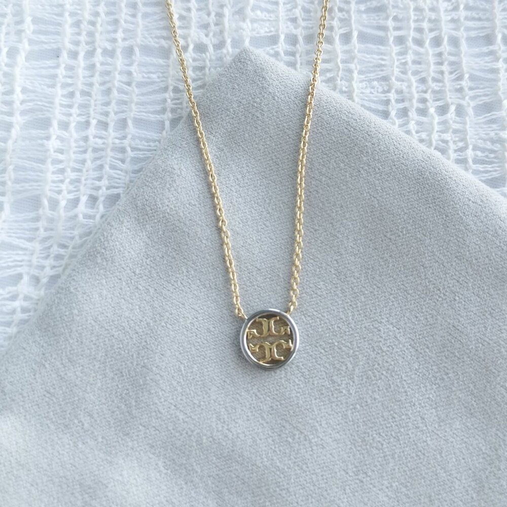 Authentic Tory Burch Miller Gold Silver Mix pendant necklace